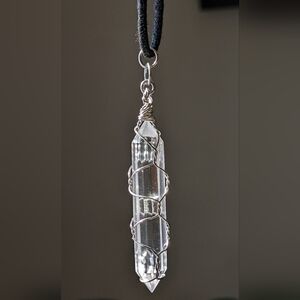 Healing Vogel Quartz Point Amulet Handmade Sterling Silver Basket Weave